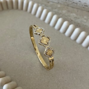 Luxury Gold Zircon Hinge Bangle, 18k gold plated Stainless Steel, Gold Bangle,  Open Cuff Bangle, trending jewellery