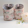 Clothes peg bag with rotating carabiner for storing clothes pegs, now in new designs and two sizes