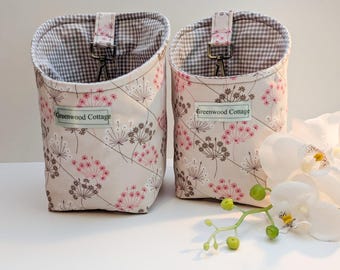 Wäscheklammerbeutel mit drehbarem Karabiner zur  Aufbewahrung für Wäscheklammern, jetzt in neuen Designs und in zwei Größen