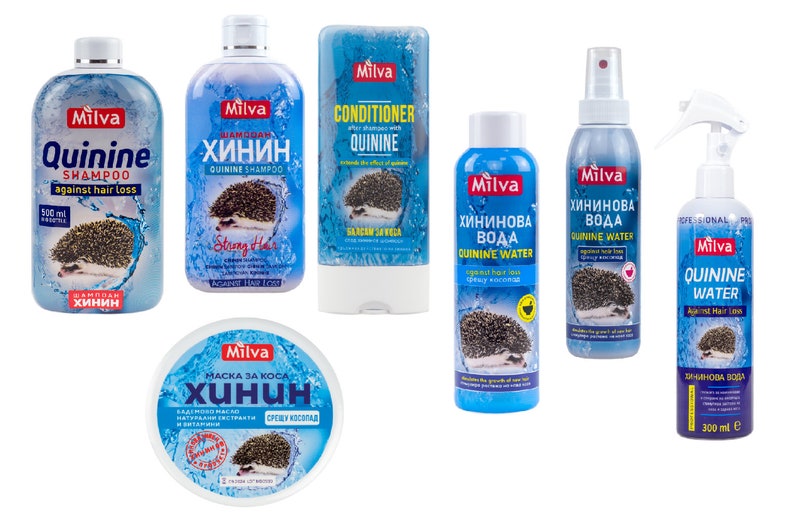 Milva Quinine series against hair loss hair conditioner, shampoo , hair mask, Quininova water spray image 1