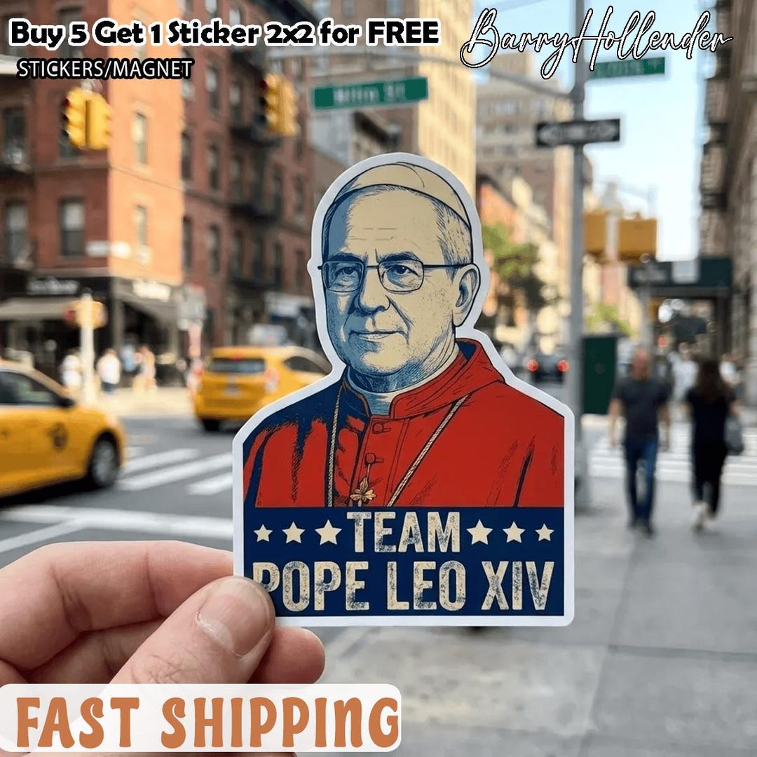 Pope Ld18 Sticker Team Pope Leo XIV Sticker, Funny Catholic Meme Decal, Religious Humor ...