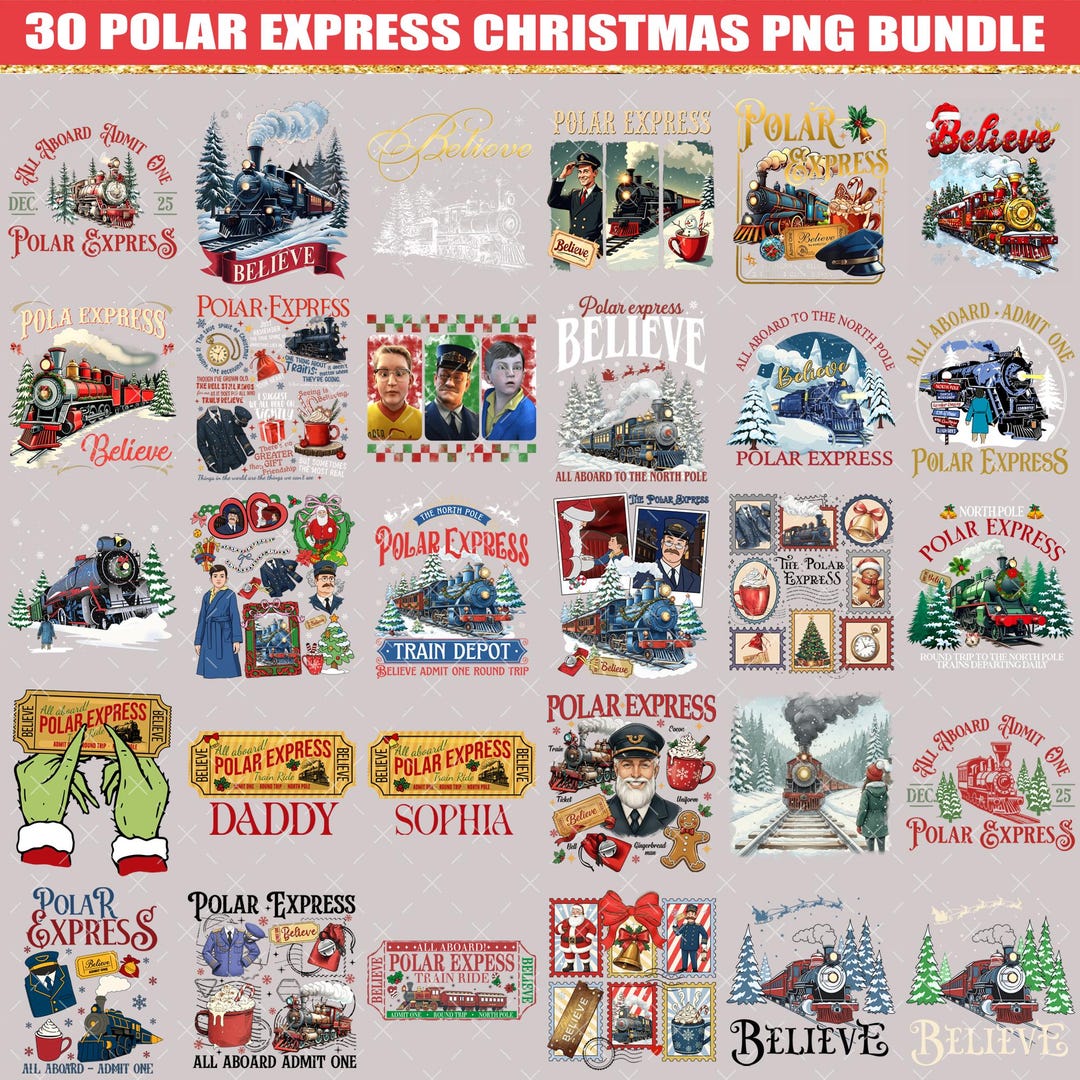 Polar Express PNG Bundle, Christmas Train Clipart Digital Download ...