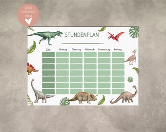 Timetable dinosaur as download I personalized gift for school enrollment I timetable boys I PDF A4 timetable