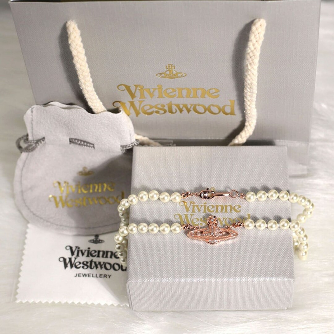Vivienne Westwood Saturn Full Bling Pearl Bracelet New With Gift Pouch