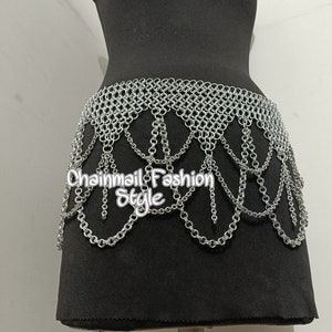 Chain Layers Mini Skirt/Waist Belt, Chainmaille Ornamental Belly Dance Belt,  Medieval Cosplay Renfaire Belt, Fringed costume,Christmas Gif