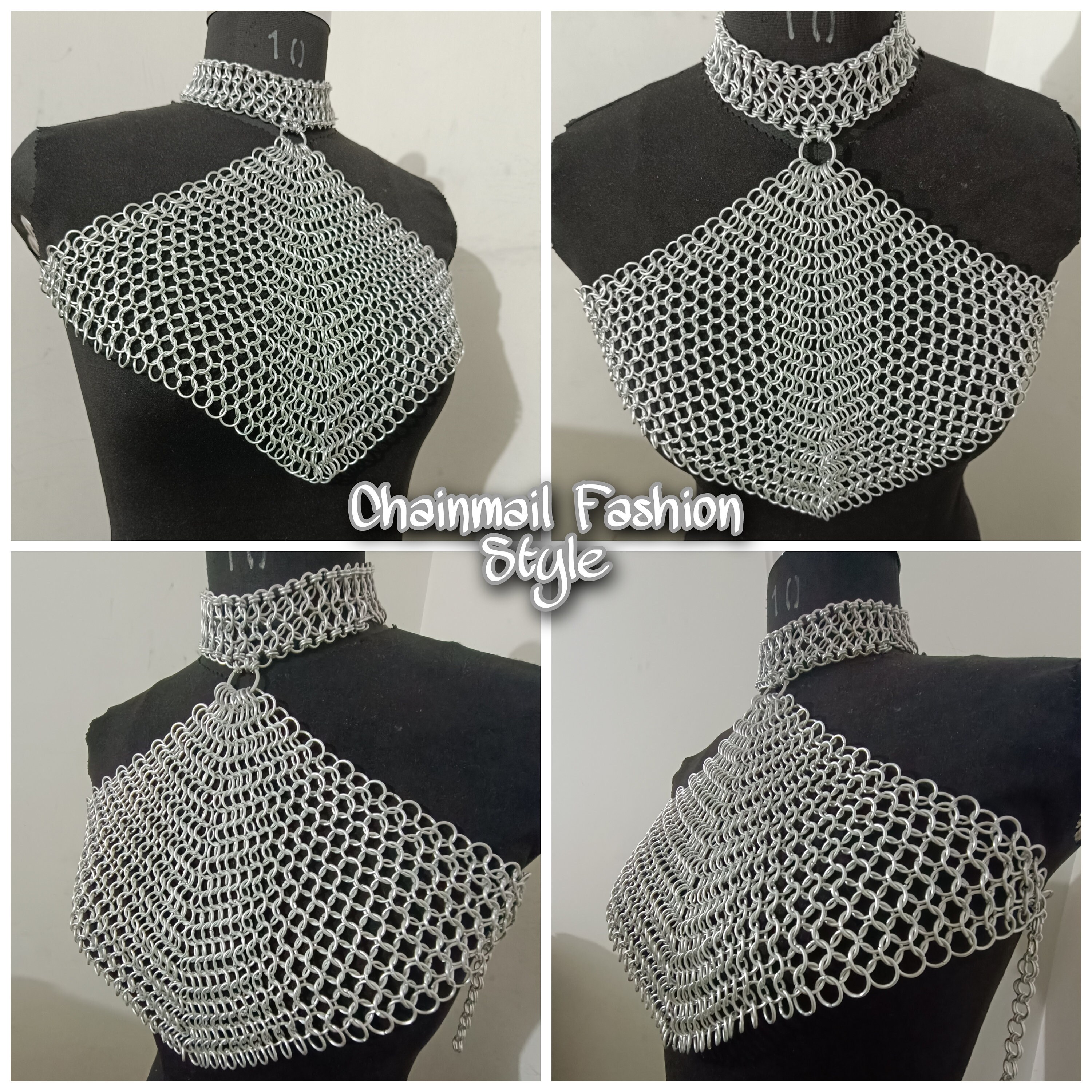 Aluminum Chainmaille Top, Collared Neck, Viking Bra, Ren Faire Costume ...