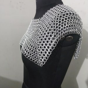 Chainmail Square Shoulder, Chainmaille Medieval Cosplay Costume, Aluminium Shawl, Mother&#39;s day Gift, Double Style Unisex Wear Reenactment