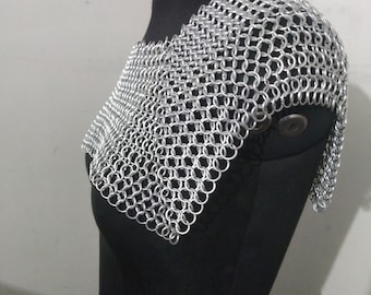 Chainmail Square Shoulder, Chainmaille Medieval Cosplay Costume, Aluminium Shawl, Mother's day Gift, Double Style Unisex Wear Reenactment