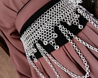 Kettenkorsett, Aluminium Bauchtanz Zubehör, Ren Faire Schmuck