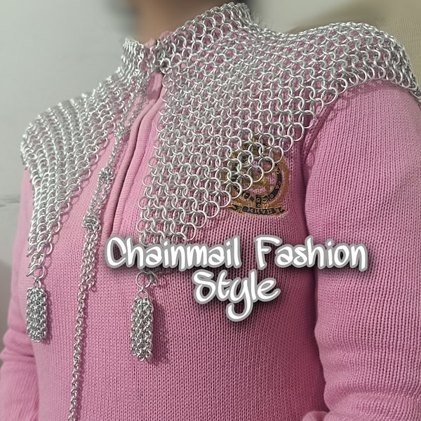 Chainmail Shoulder, Chainmaille Medieval Cosplay Costume, Aluminum Open Front Shawl, Mother's day Gift, Double Style Unisex Wear Reenactment