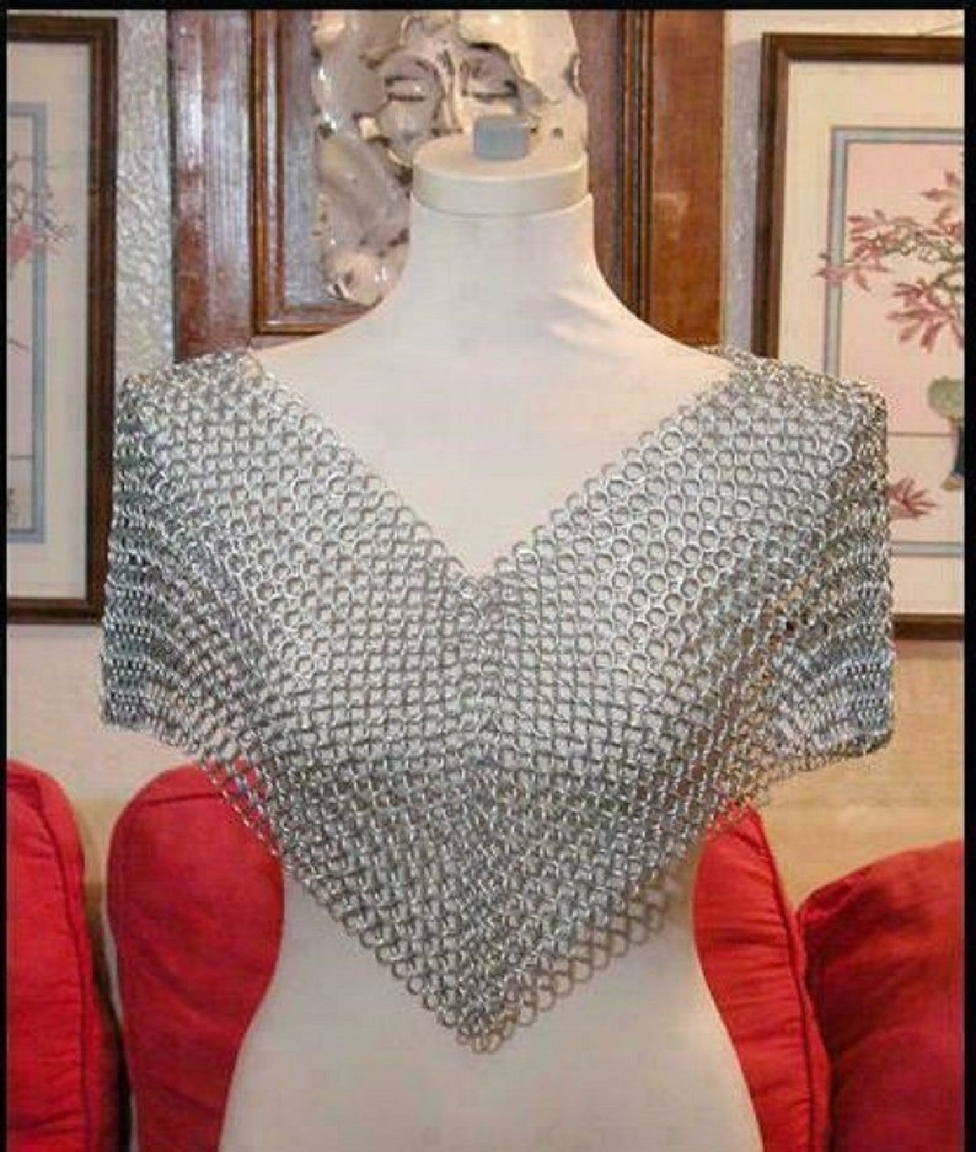 Chainmail Shoulder, Chainmaille middeleeuwse cosplay SCA LARP-kostuum, aluminium sjaal, Moederdagcadeau, dubbele stijl uniseks slijtage re-enactment
