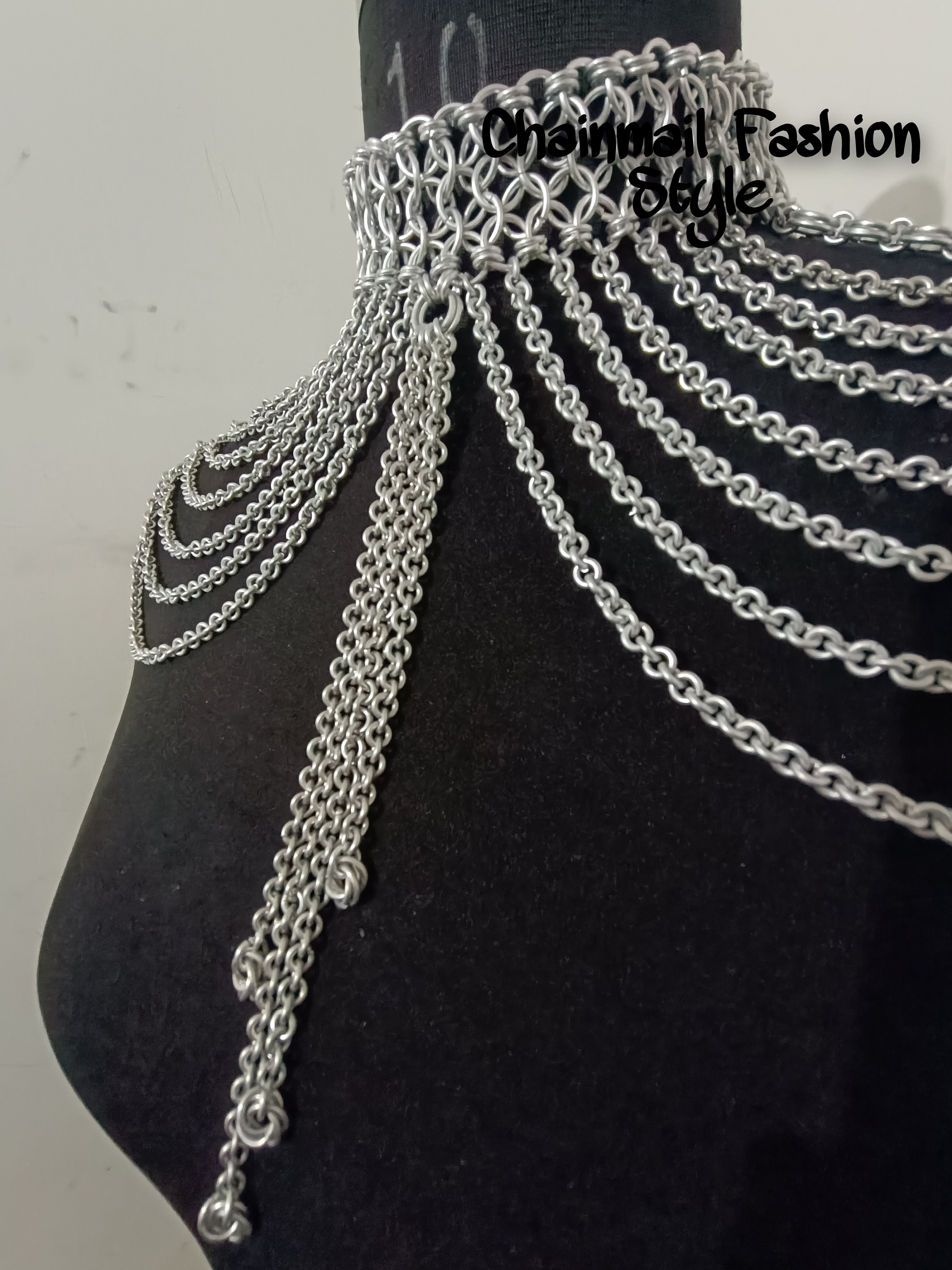 Chainmail Shoulder Jewelry With Dangling Small Chain Layers, Aluminum Jump  Rings Neck Piece, Christmas Wedding Costume, Larp Body Jewelry - Etsy Israel, image size:2250x3000