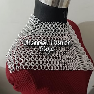 Chainmail one side collar neck piece, metal aluminium chainmail jump rings neck armour, unisex cosplay costume, festival renaissance faire