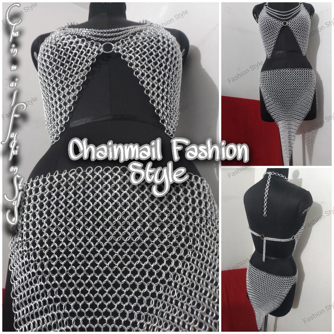 Chainmail Viking Skirt & Top, Ren Faire Chainmaille Handmade Medieval ...