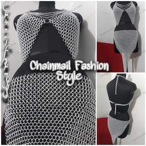 Chainmail Viking Skirt & Top, Ren faire Chainmaille Handmade Medieval Cosplay Armor, Larp Costume, Mother&#39;s day Reenactment, Christmas Gift
