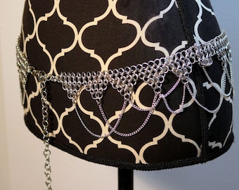 Handgemachter Chainmaille Korsett Gürtel aus Aluminium, Renfaire Bauchtanz Rock