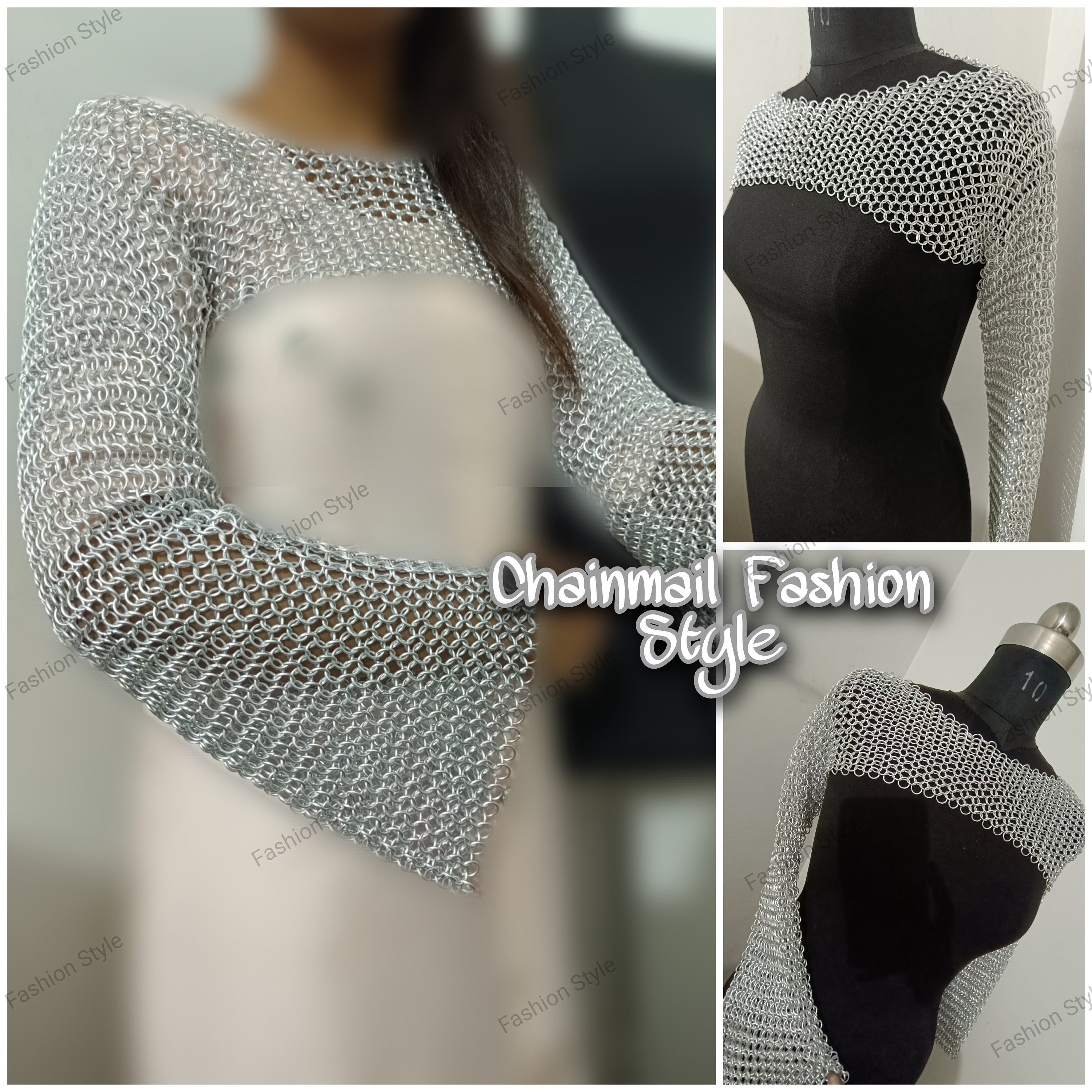 Chainmail Halter Top w/ Black Neck Piece - O/S