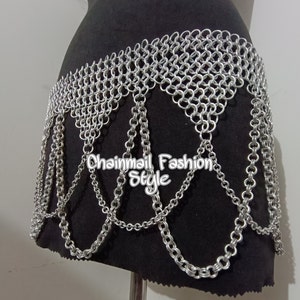 Chainmail Waist Belt/Corset Belt, Jump Rings Hanging Layers Design, Renfaire Bellydance Costume, Viking Intimate Armor, Gothic Cosplay Skirt