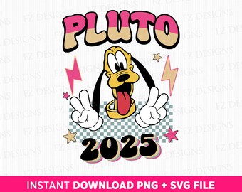 Retro Dog 2025 Family Vacation SVG, Checkered Dog PNG (Digital Download)