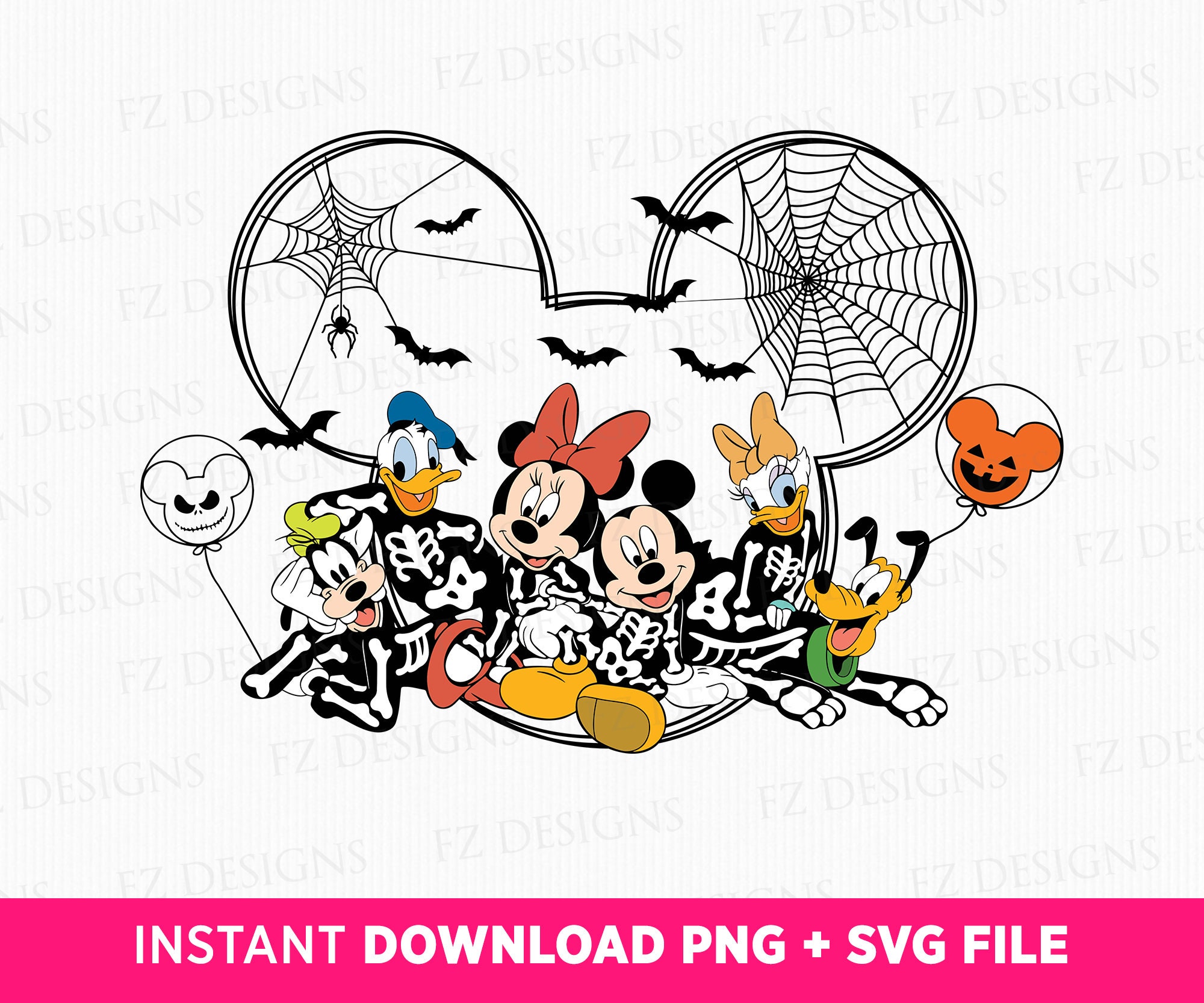 Happy Halloween Svg, Halloween Mouse and Friends Svg, Skeleton Mouse and Friends Svg, Mouse Ear Balloons and Bats, Png Svg Files For Print