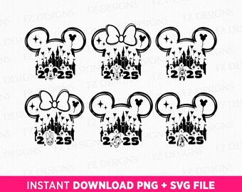 Mouse and Friends SVG, Magical Kingdom Cartoon Faces (Instant Download)