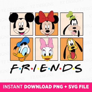 Retro Mouse and Friends Svg, Family Vacation Svg, Mouse and Friends Happy Faces, Friendship Svg, Best Friends Svg, Png Svg Files For Print