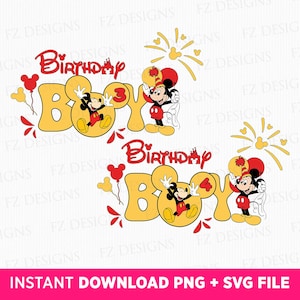 Mouse Birthday Boy Svg, 3 Years Old Svg, 4 Years Old Svg, Family Birthday Svg, Cartoon Character Svg,  Png Svg Files For Sublimation