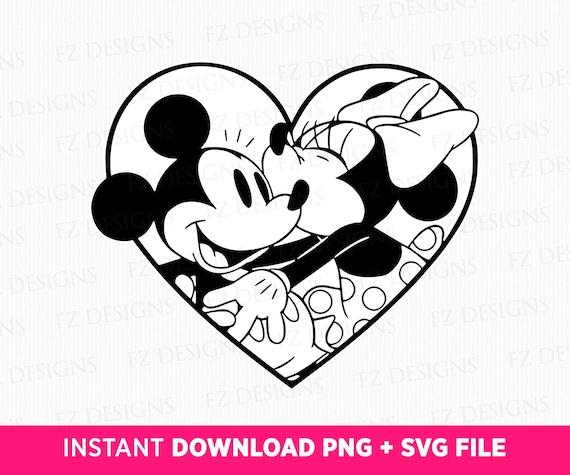 Mouse Couple Kiss SVG, Valentine's Day, Retro Design (PNG SVG) - Etsy