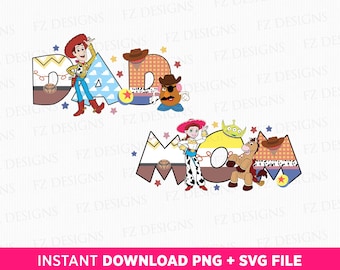 Toy Friends Dad and Mom SVG, Cowboy Cowgirl Family Vacation (PNG SVG Files)