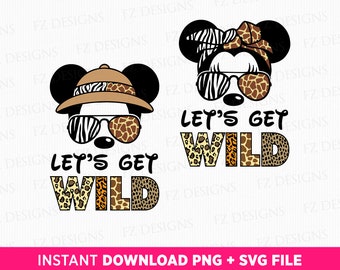 Let's Get Wild Family Safari Trip SVG, Mouse Sunglasses (PNG SVG Files)