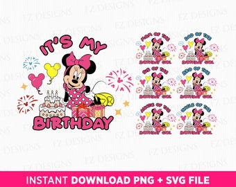 Mouse Birthday Girl SVG Bundle: Family Matching Design (PNG SVG)