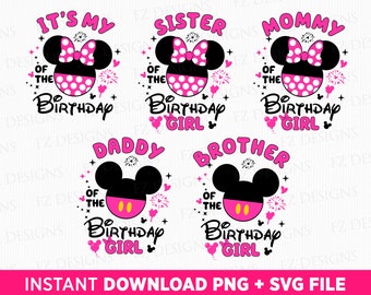 Birthday Girl Mouse Ears Family SVG Bundle (Digital Download)