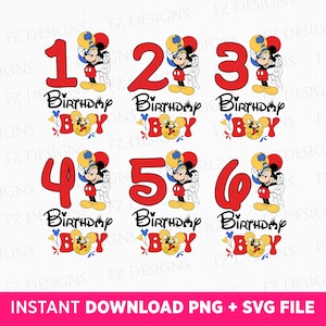 Bundle Birthday Svg, Birthday Boy Svg, Mouse with Balloons Svg, Magical Kingdom Svg, Birthday Mouse Svg, Png Svg Files, Instant Download
