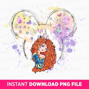 Principessa Png, Magical Kingdom Png, Acquerello Mouse Ear Png, Magical Castle Clipart Png, Modalità Vacay, File Png per sublimazione