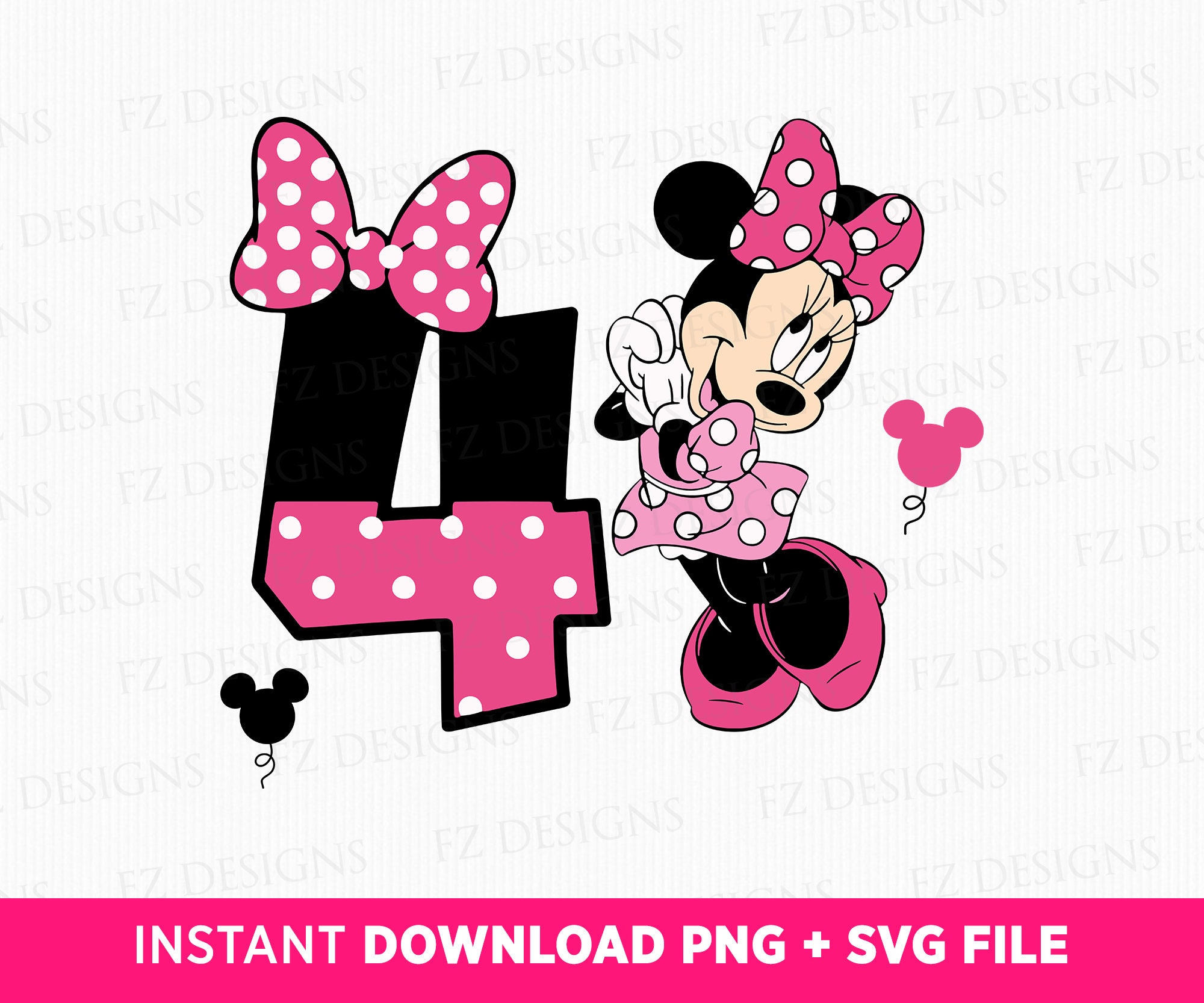 ♡minnie♡ Minnie mouse disney birthday 4th svg – DreamSVG Store