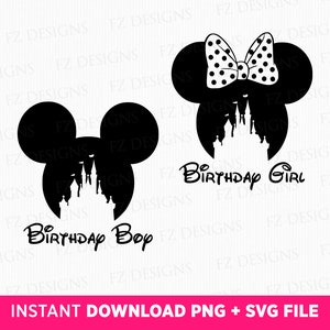 Bundle Birthday Svg, Birthday Girl Svg, Birthday Boy Svg, Mouse Ear Birthday Svg, Magical Kingdom Svg, Family Birthday Svg, Png Svg Files