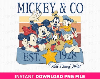 Mouse and Friends Png, Retro Family Trip Png, Mouse and Co Est 1928 Png, Family Vacation Png, Vacay Mode, Sublimation For Png