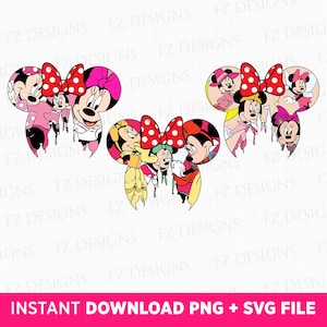 Miss Mouse Collage Svg, Mouse Ear and Bow Svg, Family Vacation Svg, Magical Kingdom Svg, Family Trip Svg, Png Svg Files For Sublimation