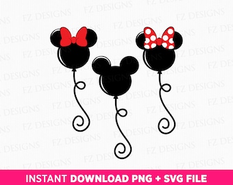Globos de ratón SVG, diseño para viaje familiar (archivos SVG y PNG)