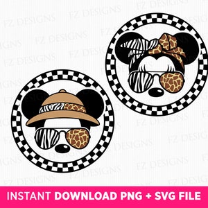 Safari Mouse Couple Svg, Bundle Family Safari Tour Svg, Matching Mouse Couple Svg, Vacay Mode, Checkered Mouses Svg, Png Svg Files For Print