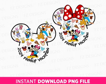 2024 Family Vacation Mouse Friends PNG, Sublimation Design (Digital Download)