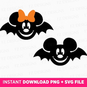 Happy Halloween Bats Svg, Halloween Mouse Head Bats Svg, Halloween Mouse and Friend Svg, Spooky Vibes, Boo Svg, Svg Png Files For Print