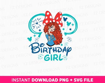Princess Birthday Girl SVG, Mouse Ears Balloons, PNG, SVG Files