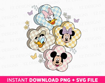 Retro Maus und Freunde SVG, kariertes Familienurlaub Design (Instant Download)