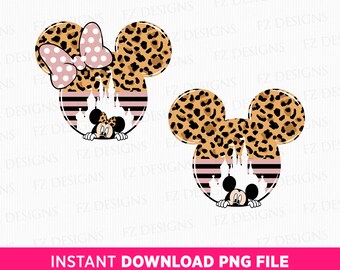 Leopard Mouse Ears PNG, Magical Kingdom Design (Digital Download)