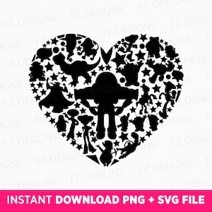 Toy Friends Heart Svg, Toy Friends Silhouette Svg, Family Trip Svg, Collage Friends Svg, Family Vacation Svg, Magical Kingdom, Svg Png Files
