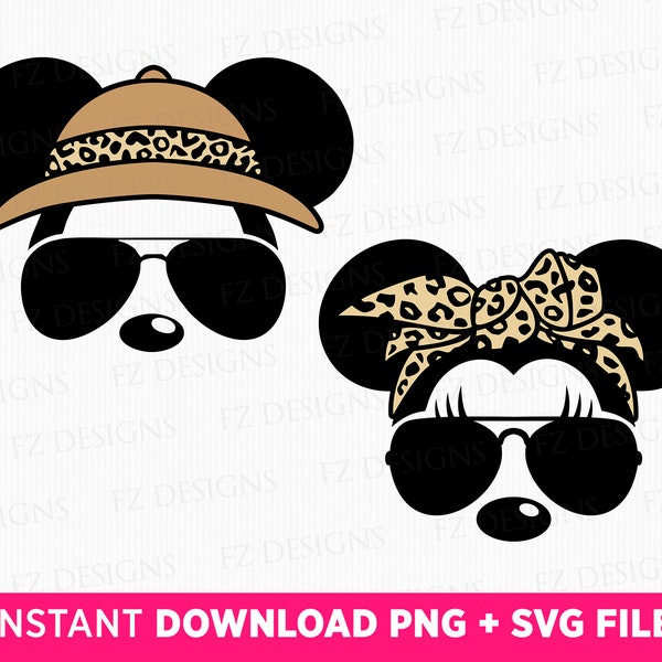 Bundle Safari Mouse Couple Svg, Leopard Safari Trip Svg, Couple Mouse Safari Trip Svg, Bandana Mouse Svg, Mouse Sunglasses