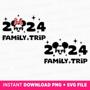 Bundle 2024 Family Trip Svg, Family Vacation Svg, Vacay Mode 2024 Svg, Magical Kingdom, Mouse with Sunglasses Svg, Png Svg Files