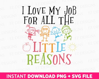 Cita "Amo mi trabajo como profesor" SVG, diseño de guardería (SVG, PNG)