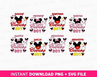 Mouse Ears Birthday Family Bundle Svg, Png Files (Digital Download)